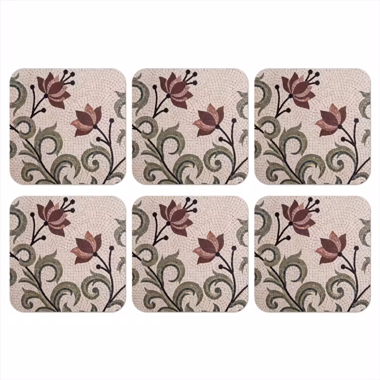 Onderzetter - Bloemen - Mozaïek - Patroon - Abstract - Groen — 1