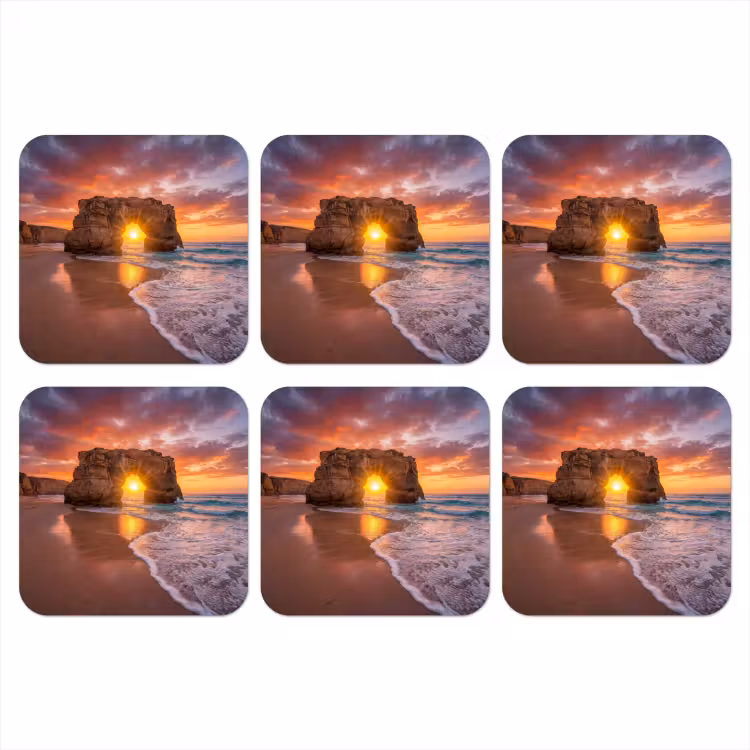 Onderzetter - Kust - Rots - Zonsondergang - Zee - Natuur — 1