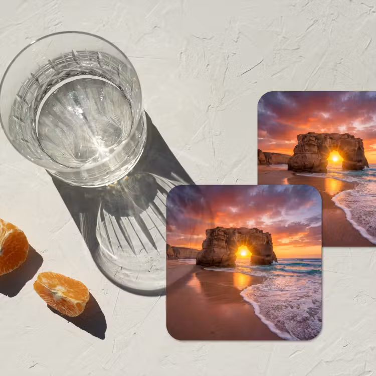 Onderzetter - Kust - Rots - Zonsondergang - Zee - Natuur — 3