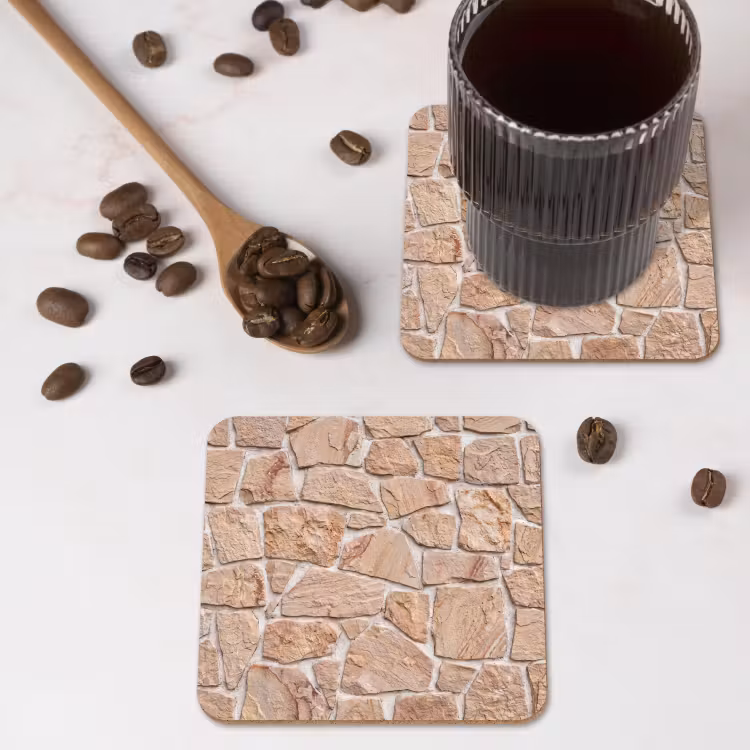 Onderzetter - Muur - Steen - Patroon - Rustiek - Beige — 4