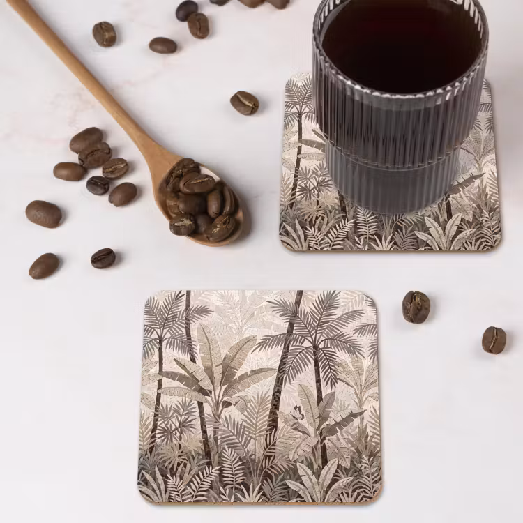 Onderzetter - Natuur - Bladeren - Landschap - Mozaïek - Beige — 4