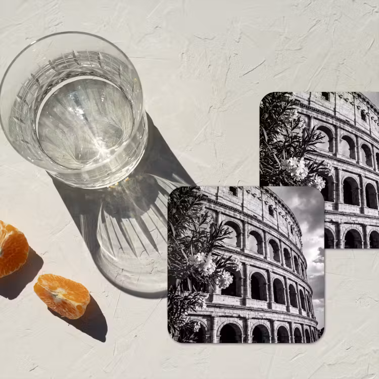 Onderzetter - Architectuur - Colosseum - Rome - Historisch - Zwart-wit — 3