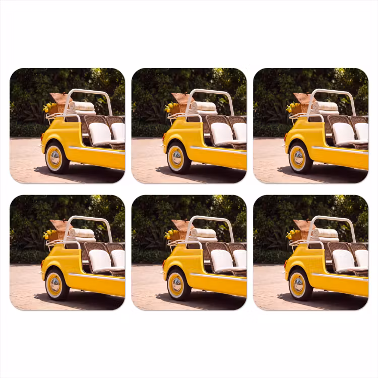 Onderzetter - Auto - Picknick - Zomer - Geel — 1