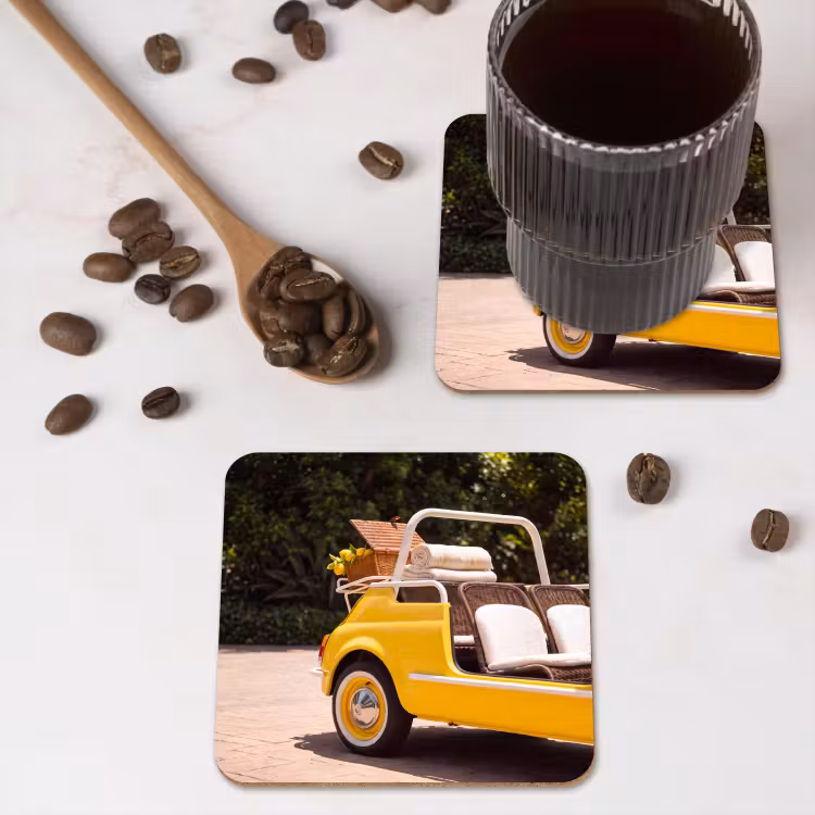 Onderzetter - Auto - Picknick - Zomer - Geel — 4