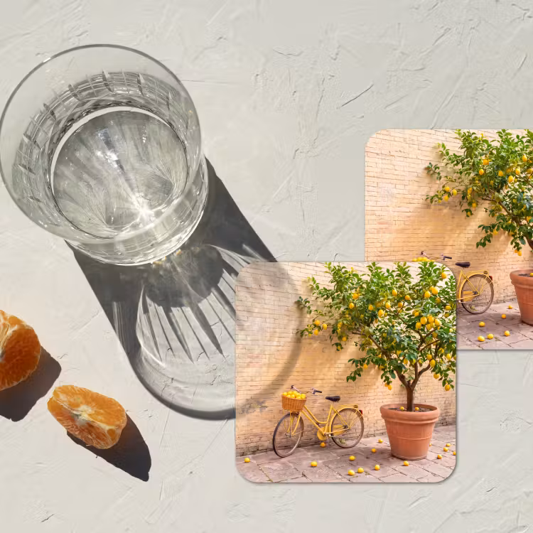 Onderzetter - Fiets - Mand - Eten - Geel - Zomer — 3