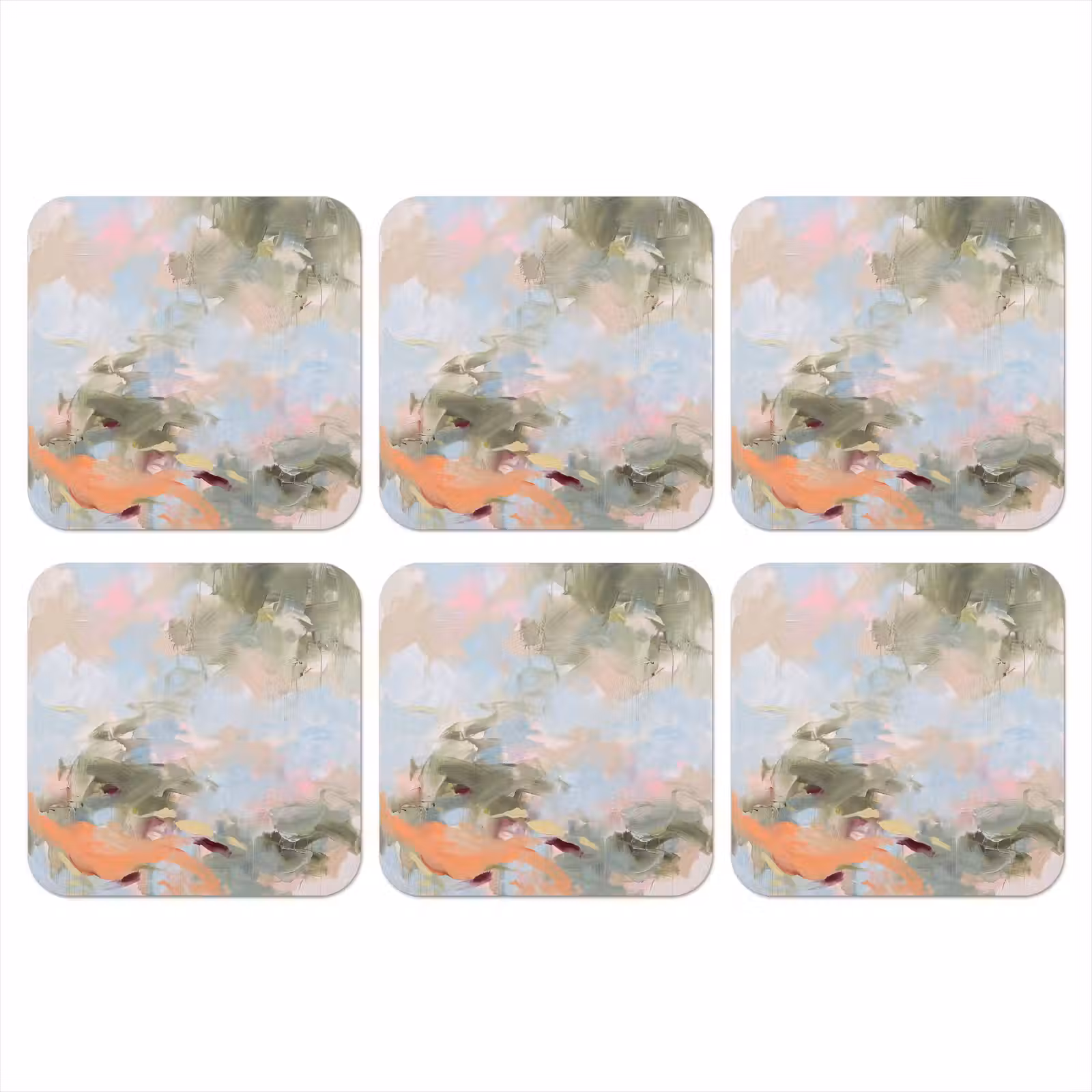 Onderzetter - Abstract - Borstelstreken - Kunst - Modern - Pastel — 1