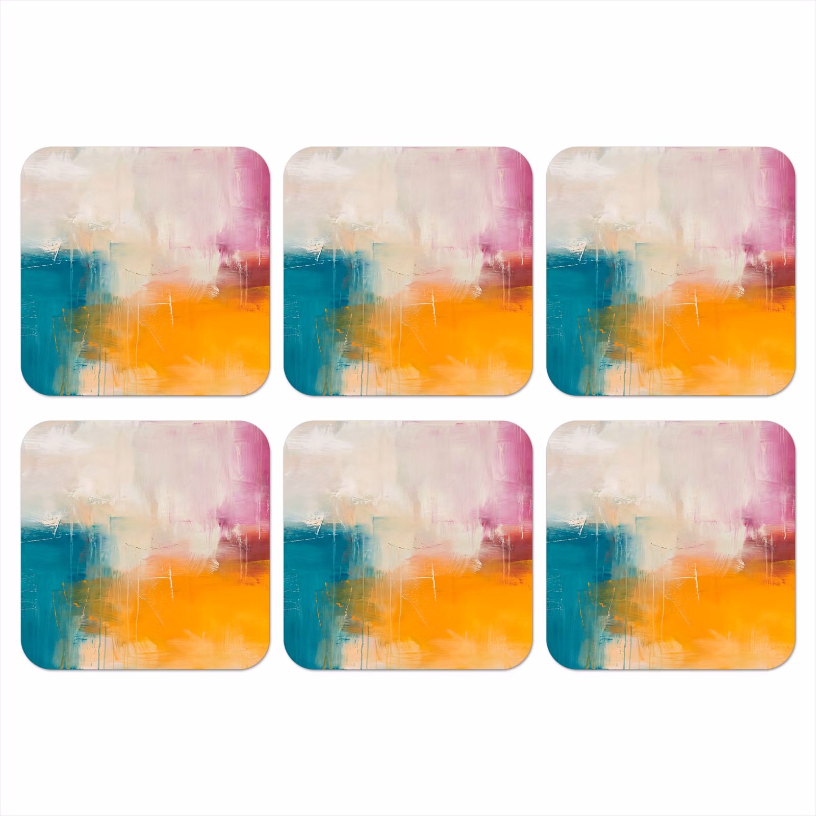 Onderzetter - Abstract - Kleurrijk - Modern - Kunst - Oranje — 1