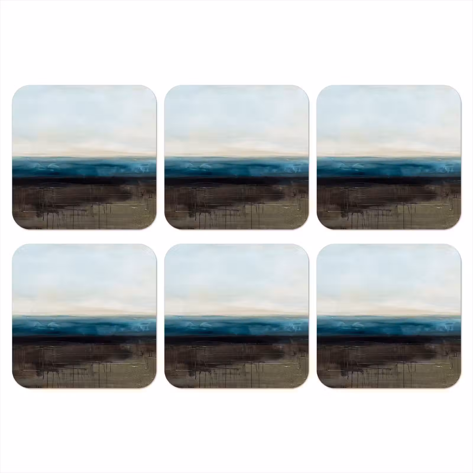 Onderzetter - Abstract - Landschap - Horizon - Blauw - Modern — 1