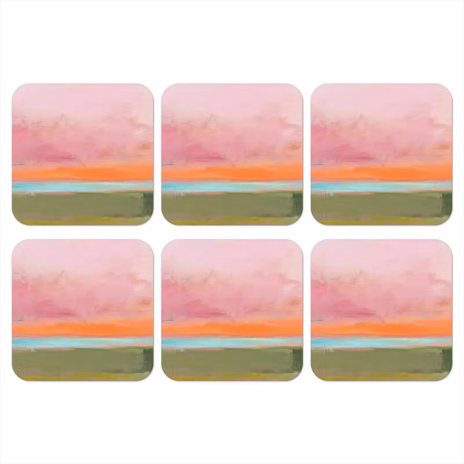 Onderzetter - Abstract - Landschap - Modern - Roze - Oranje — 1