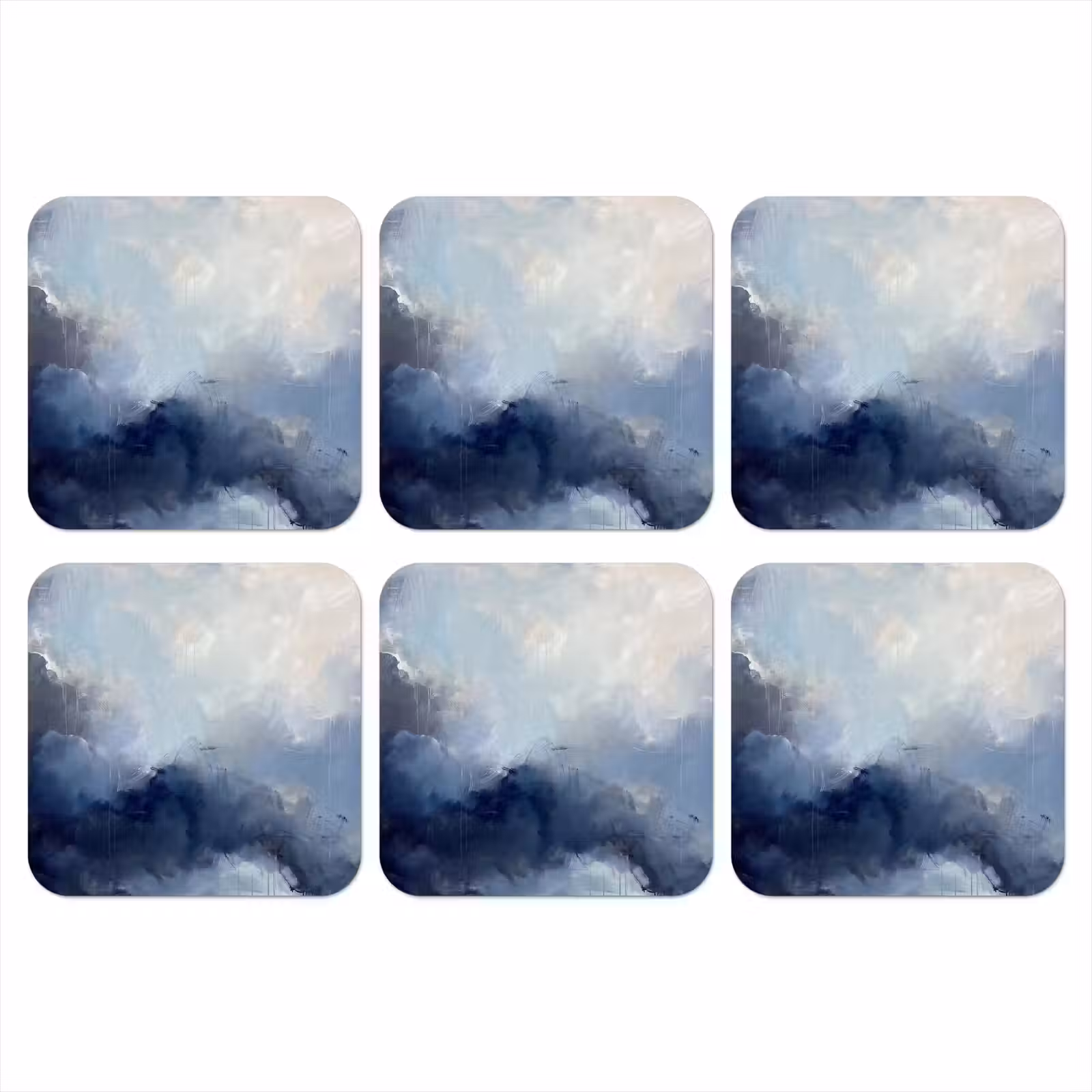Onderzetter - Abstract - Wolken - Modern - Blauw - Kunst — 1