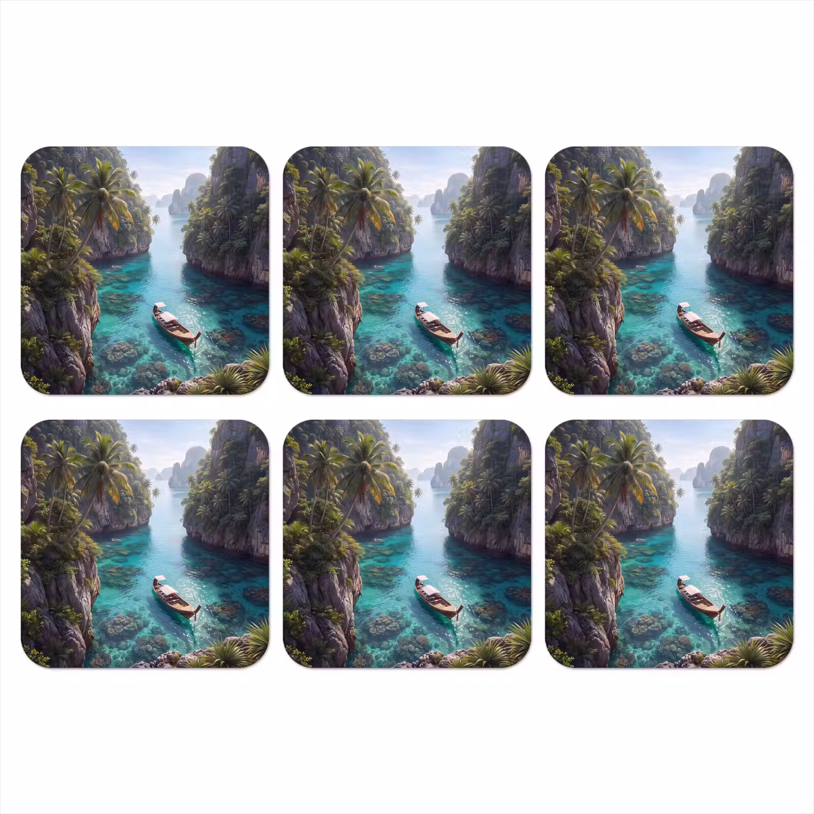 Onderzetter - Eiland - Tropisch - Water - Palmbomen - Natuur — 1