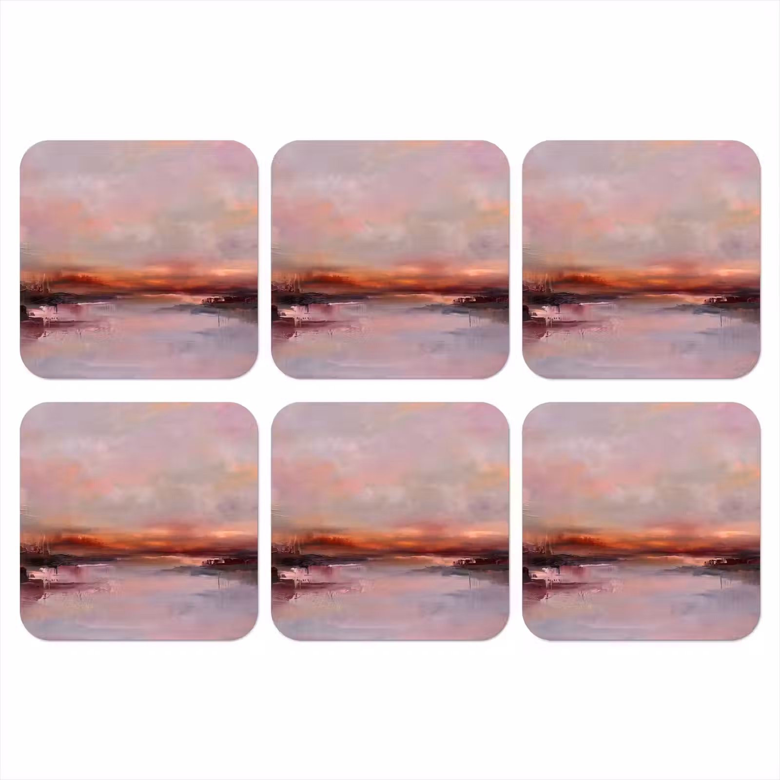 Onderzetter - Landschap - Zonsondergang - Abstract - Modern - Roze — 1