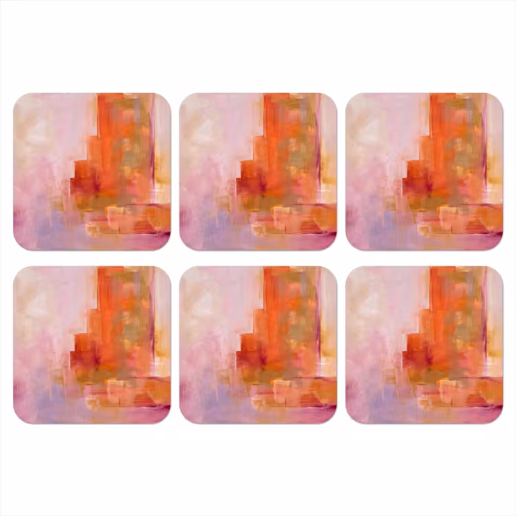 Onderzetter - Abstract - Borstelstreken - Kunst - Paars - Goud — 1