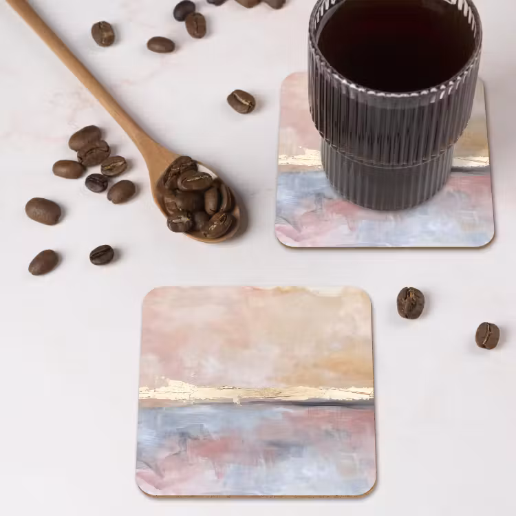 Onderzetter - Abstract - Horizontaal - Kunst - Roze - Goud — 4