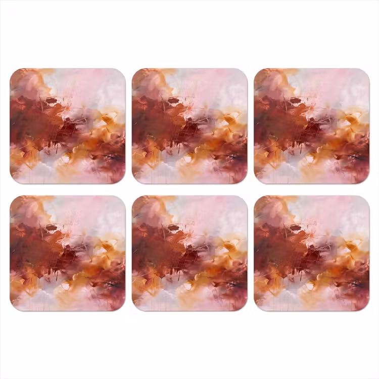 Onderzetter - Abstract - Kleurrijk - Kunst - Modern - Roze-Rood — 1