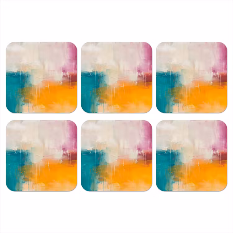 Onderzetter - Abstract - Kleurrijk - Modern - Kunst - Oranje — 1