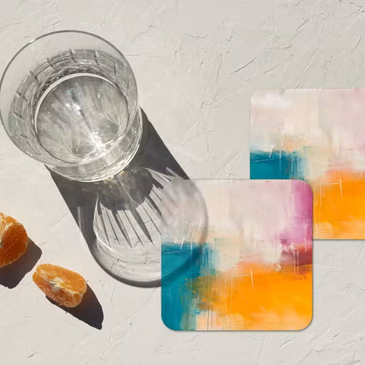 Onderzetter - Abstract - Kleurrijk - Modern - Kunst - Oranje — 3