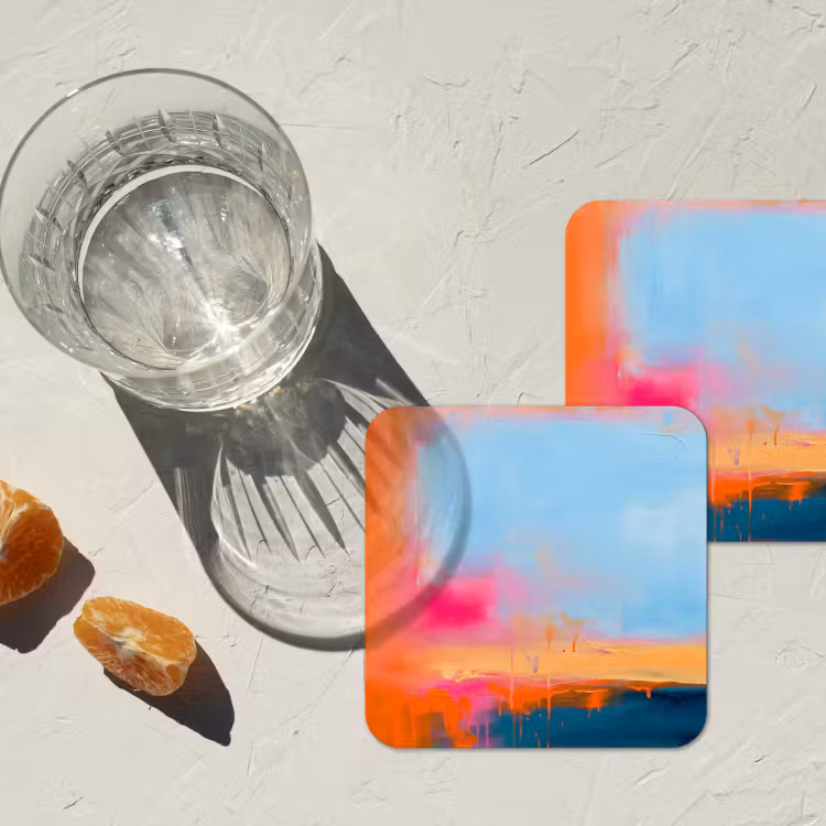 Onderzetter - Abstract - Kleurvlakken - Modern - Oranje - Blauw — 3