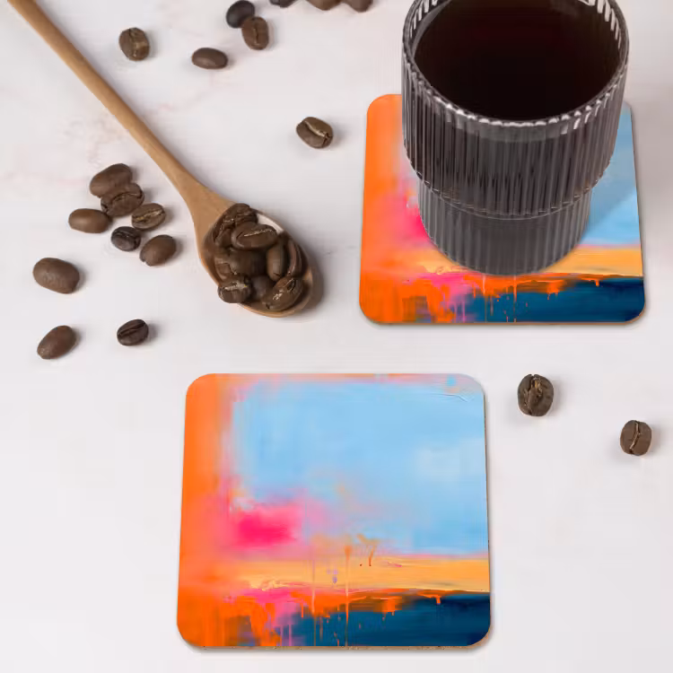 Onderzetter - Abstract - Kleurvlakken - Modern - Oranje - Blauw — 4
