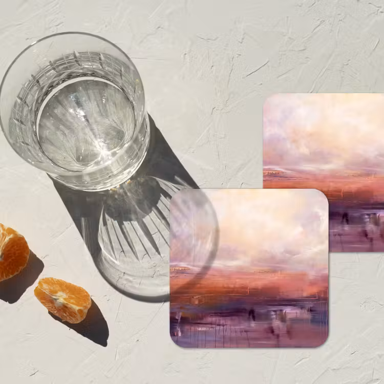 Onderzetter - Abstract - Landschap - Modern - Paars - Oranje — 3