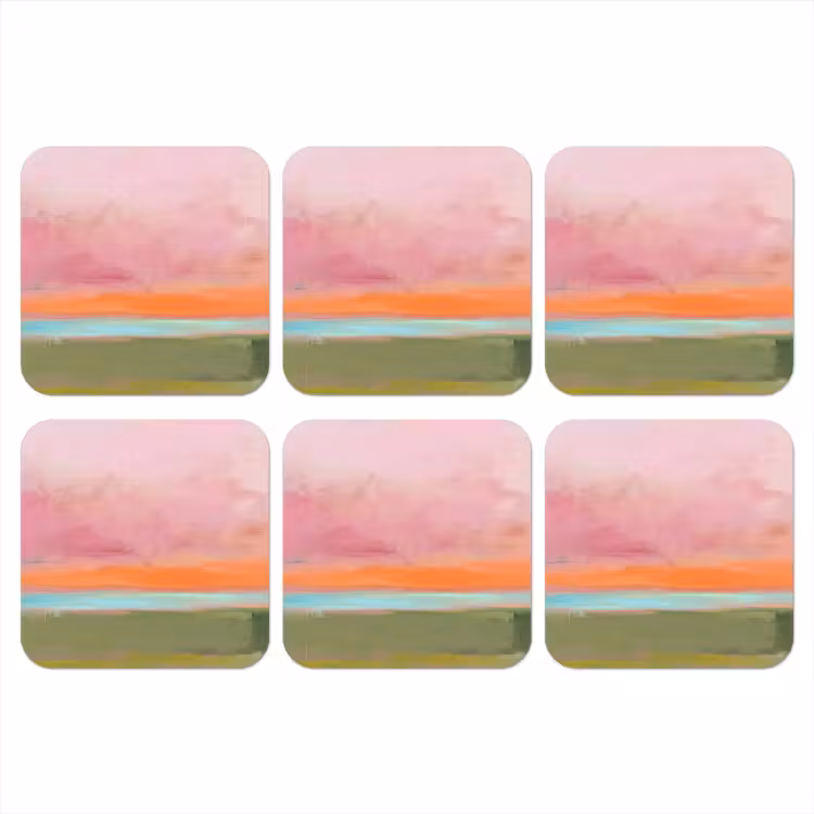 Onderzetter - Abstract - Landschap - Modern - Roze - Oranje — 1