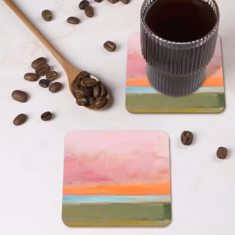 Onderzetter - Abstract - Landschap - Modern - Roze - Oranje — 4