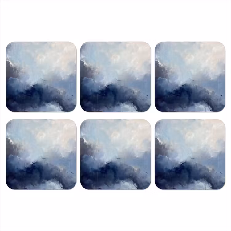 Onderzetter - Abstract - Wolken - Modern - Blauw - Kunst — 1