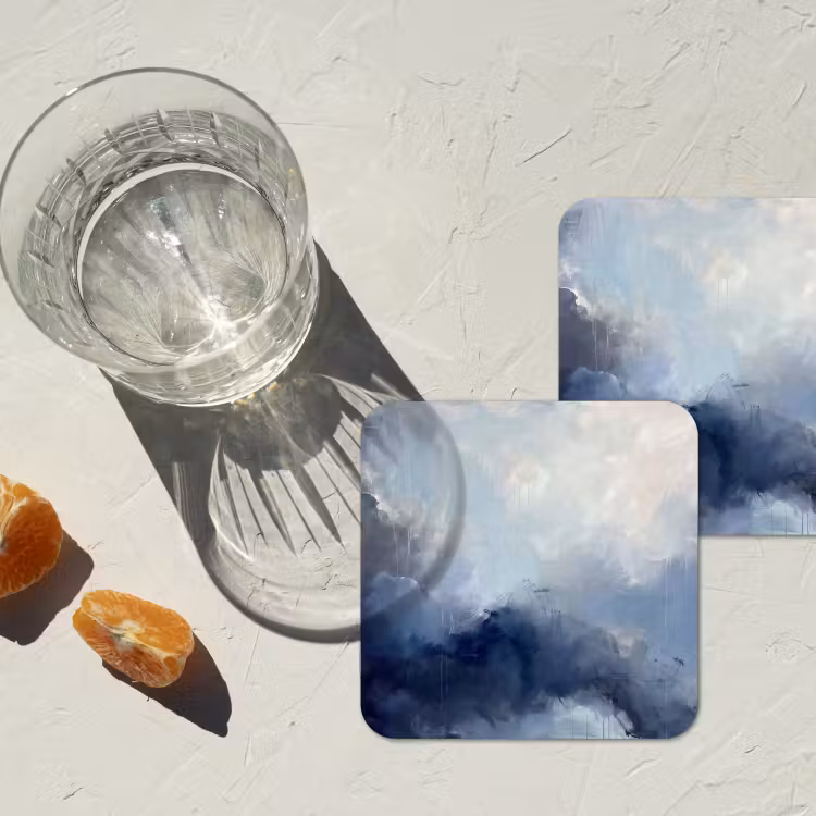 Onderzetter - Abstract - Wolken - Modern - Blauw - Kunst — 3