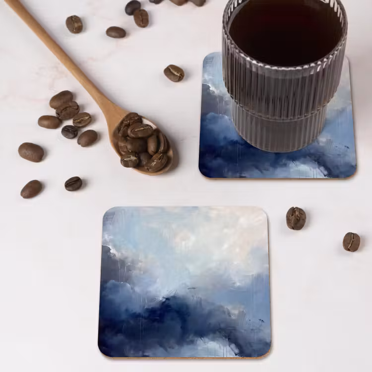 Onderzetter - Abstract - Wolken - Modern - Blauw - Kunst — 4