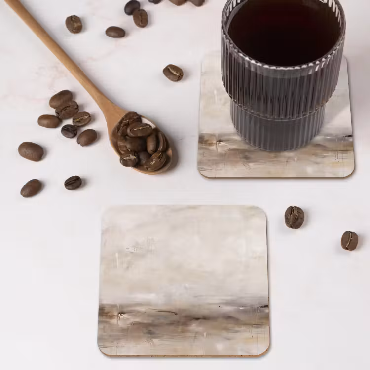 Onderzetter - Abstrakt - Landschap - Modern - Beige - Kunst — 4