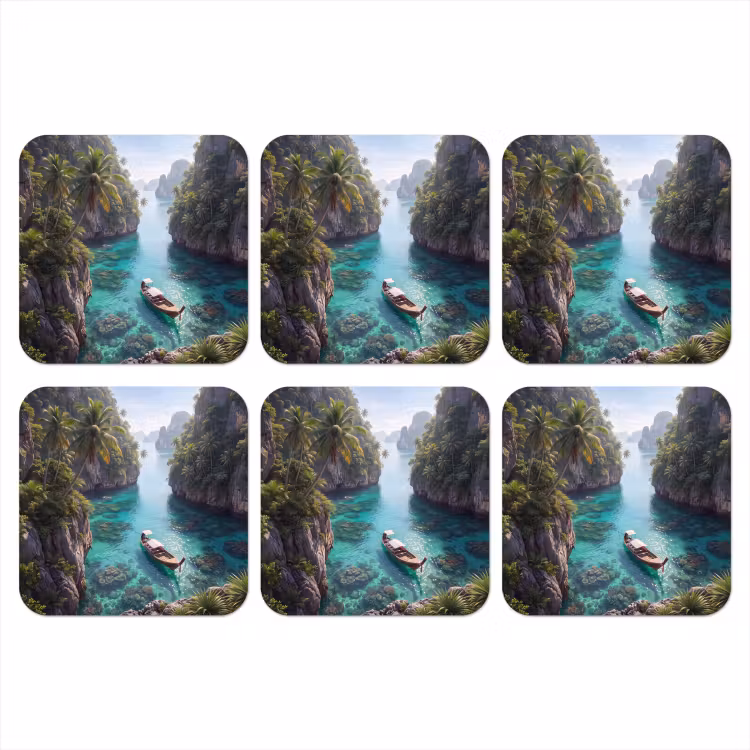 Onderzetter - Eiland - Tropisch - Water - Palmbomen - Natuur — 1