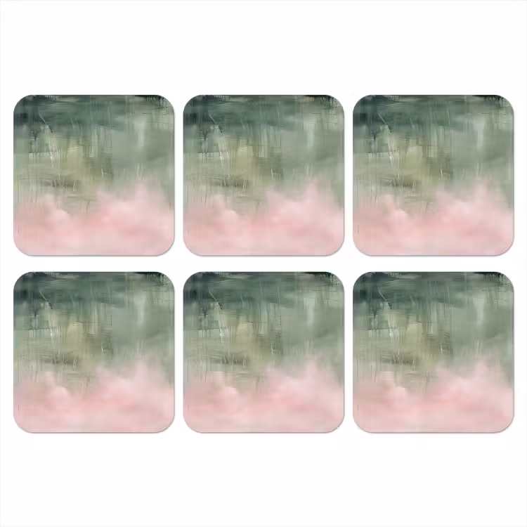 Onderzetter - Kunst - Abstract - Modern - Groen - Roze — 1