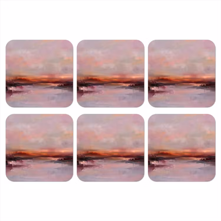 Onderzetter - Landschap - Zonsondergang - Abstract - Modern - Roze — 1
