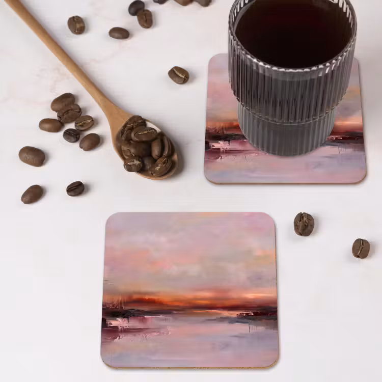 Onderzetter - Landschap - Zonsondergang - Abstract - Modern - Roze — 4