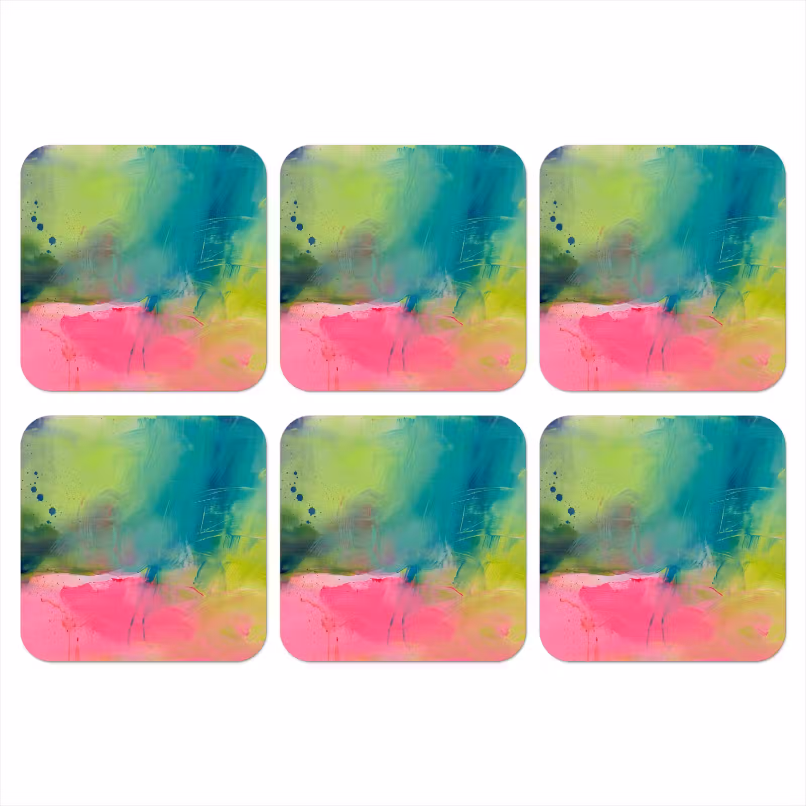 Onderzetter - Abstract - Kleuren - Modern - Groen - Roze — 1