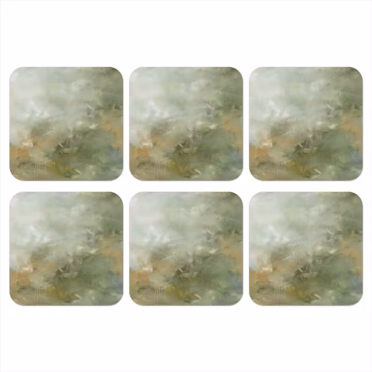 Onderzetter - Abstract - Groen - Beige - Modern - Kunst — 1