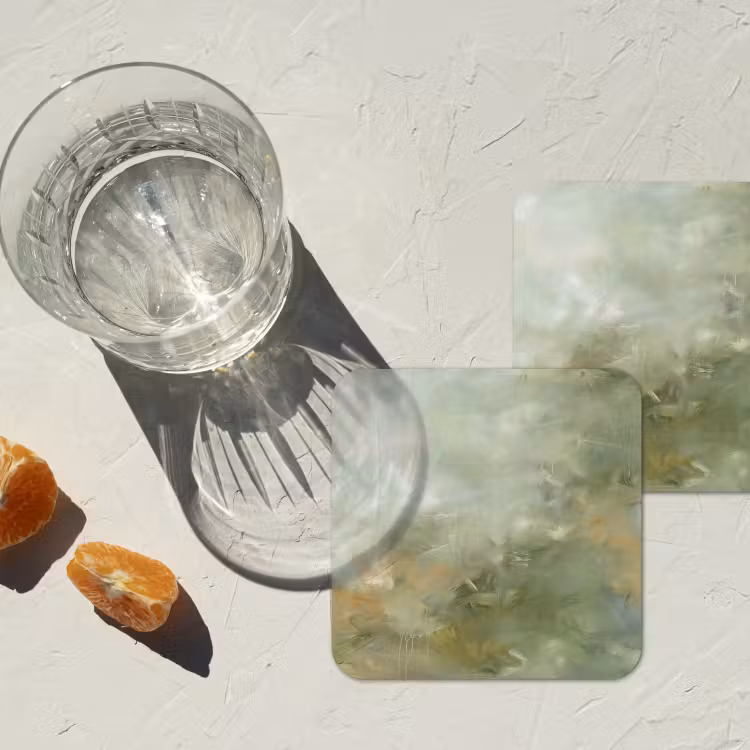 Onderzetter - Abstract - Groen - Beige - Modern - Kunst — 3