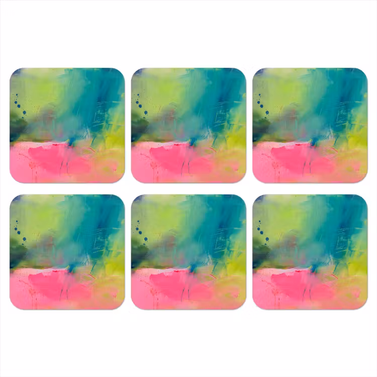 Onderzetter - Abstract - Kleuren - Modern - Groen - Roze — 1