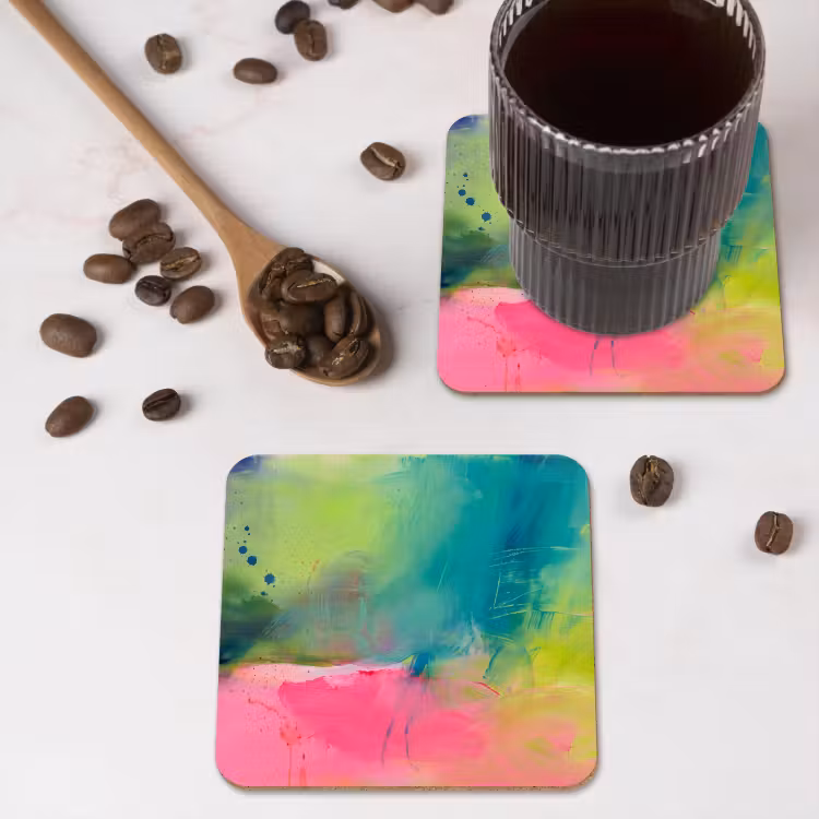 Onderzetter - Abstract - Kleuren - Modern - Groen - Roze — 4