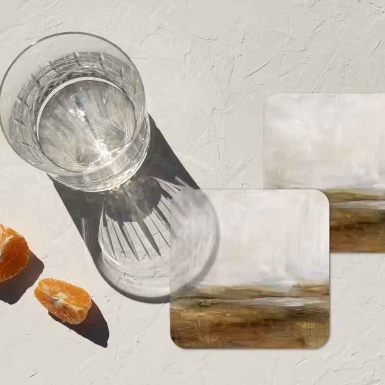 Onderzetter - Abstract - Landschap - Natuur - Beige - Bruin — 3