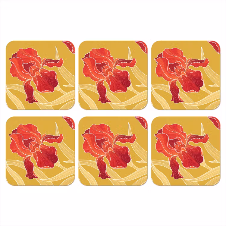 Onderzetter​ - Bloemen - Illustratie - Rood — 1