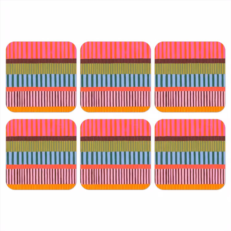 Onderzetter - Abstract - Strepen - Modern - Kleurrijk - Kunst — 1