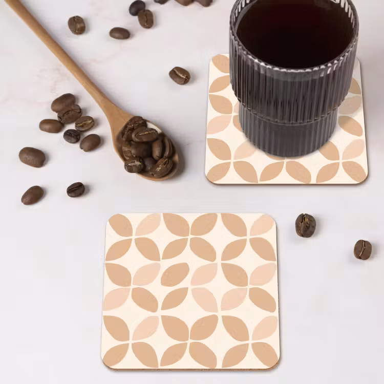 Onderzetter - Beige - Bladeren - Minimalistisch - Patroon — 4