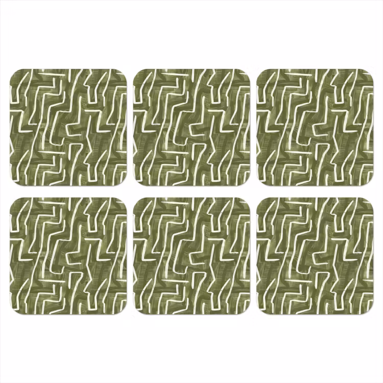 Onderzetter - Groen - Abstract - Penseelstreken - Patroon — 1