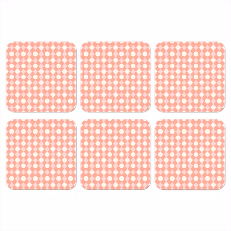 Onderzetter - Koraal - Retro - Geometrisch - Patroon — 1