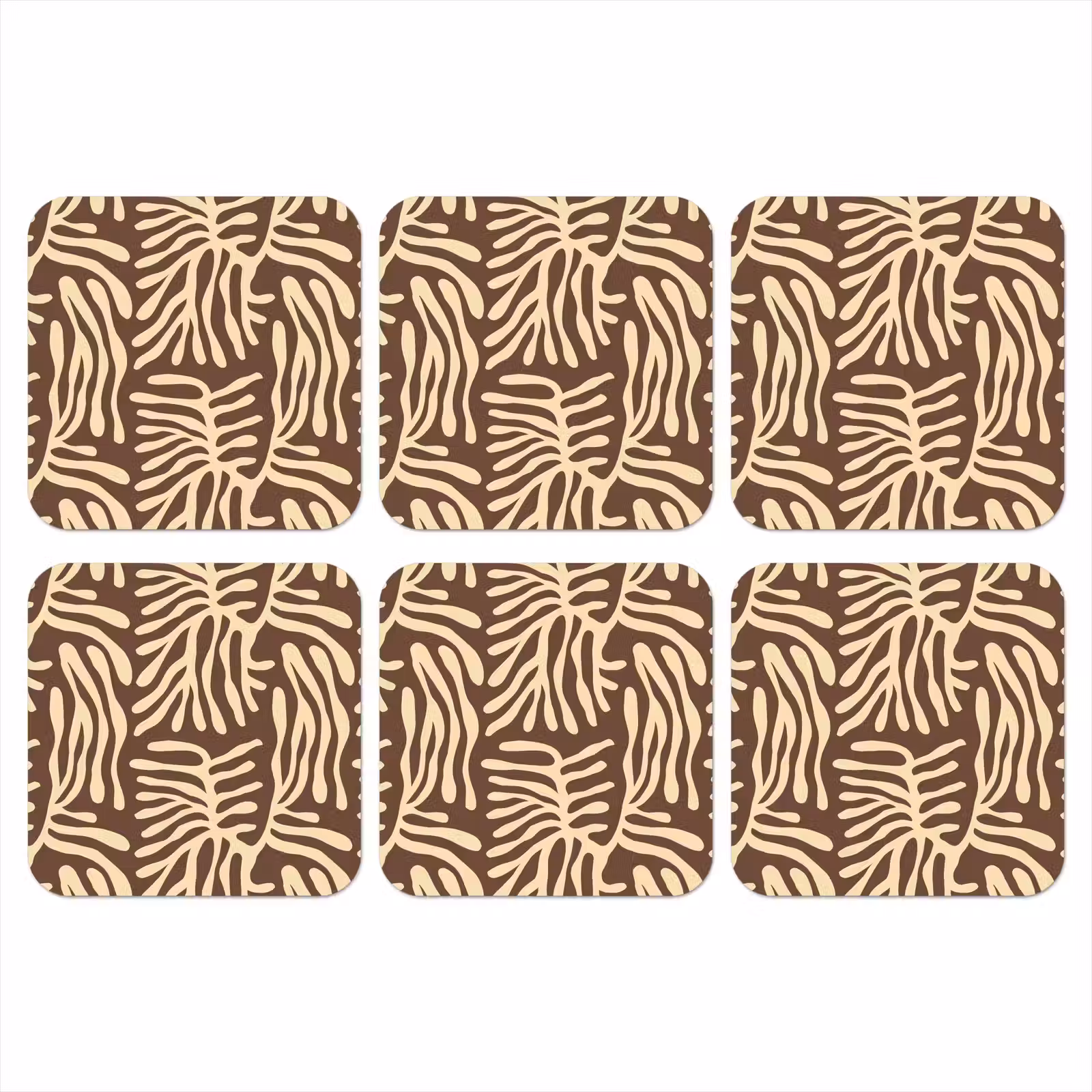 Onderzetter - Bruin - Koraal - Expressief - Patroon — 1
