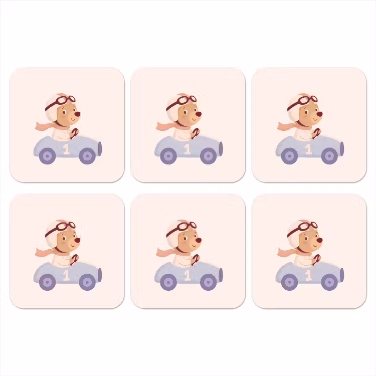 Onderzetter - Beer - Auto - Kinderkamer - Cartoon - Speels — 1