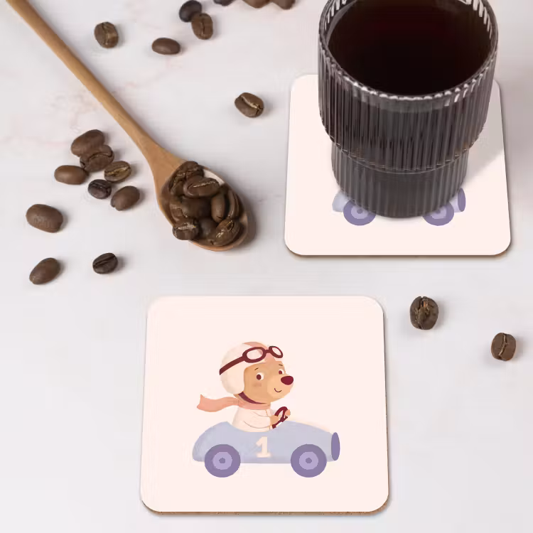 Onderzetter - Beer - Auto - Kinderkamer - Cartoon - Speels — 4