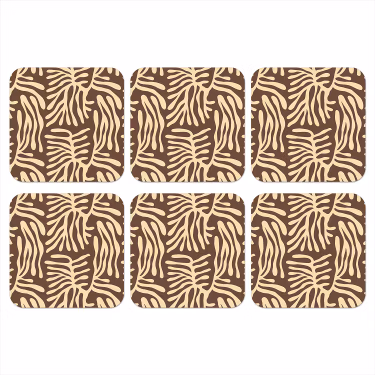 Onderzetter - Bruin - Koraal - Expressief - Patroon — 1