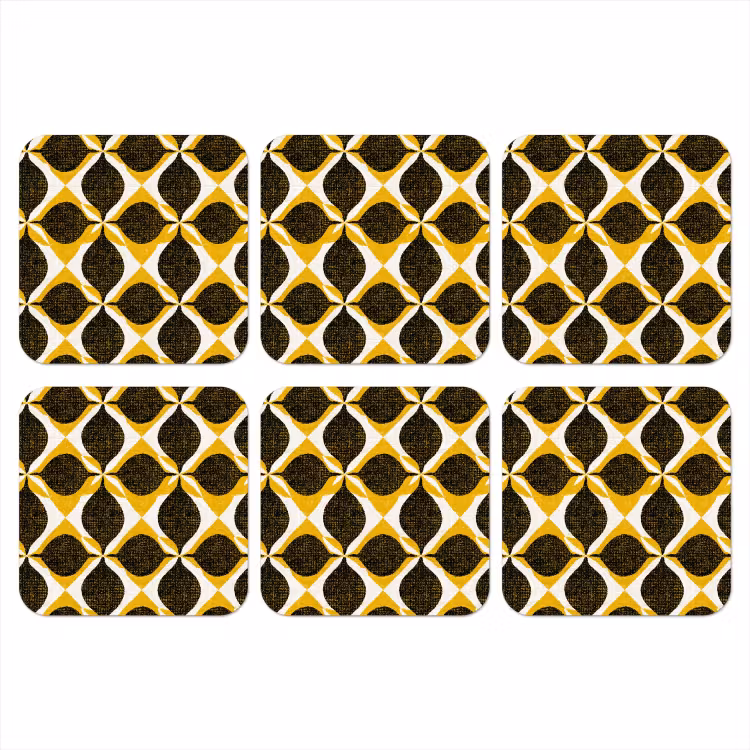 Onderzetter - Geel - Zwart - Geometrisch - Retro - Textuur — 1